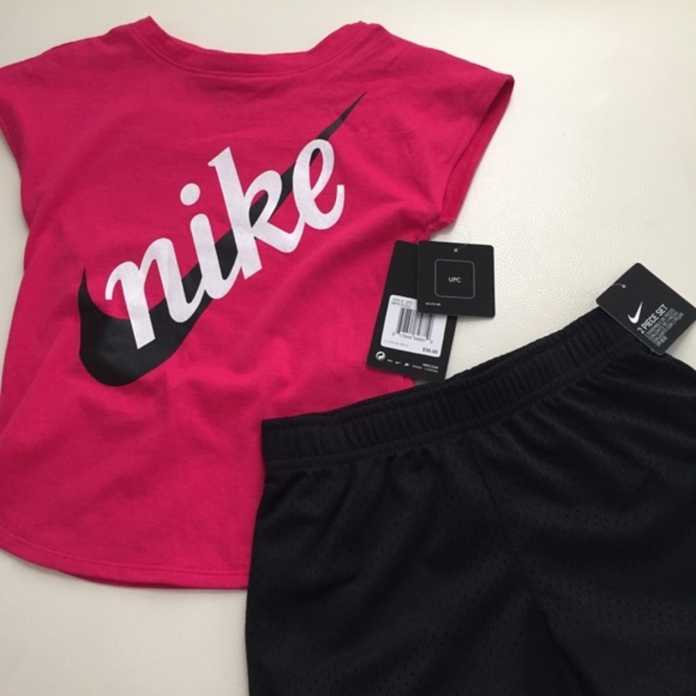 Nike two pieces cute pink girl shorts tee set 6242 - Picture 4 of 5